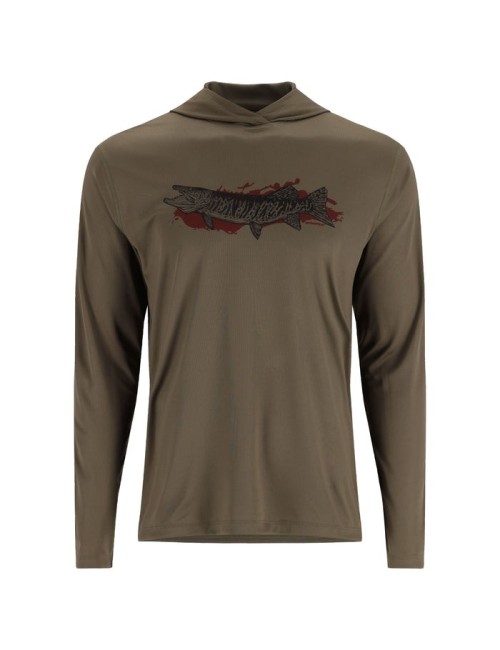 Camiseta Simms Solarflex Tech Hoody Artist Series dark stone/Musky