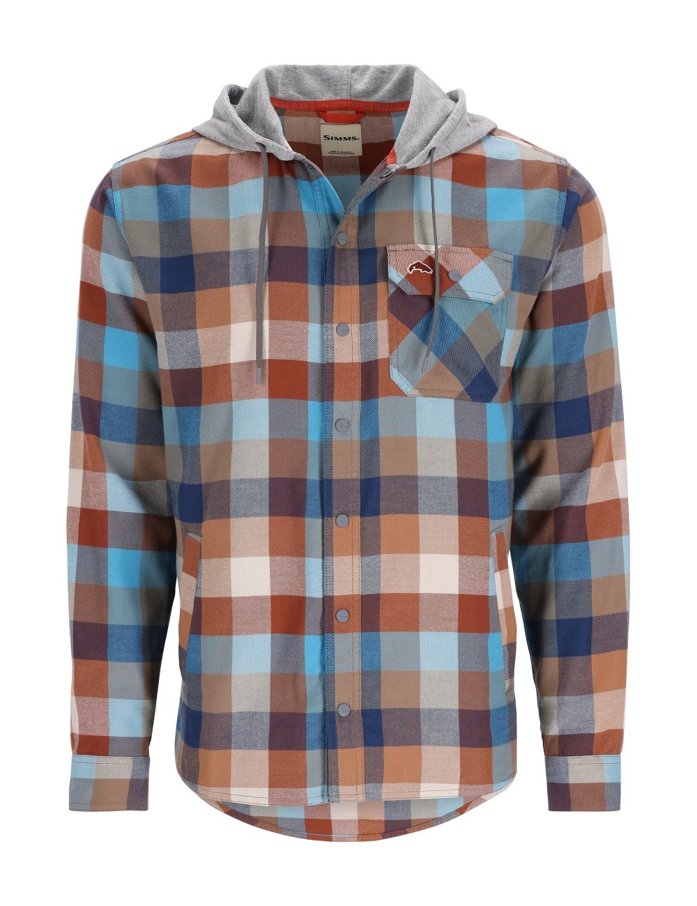 Camisa Simms Santee Flannel Hoody Midnight/Hickory Buffalo Check