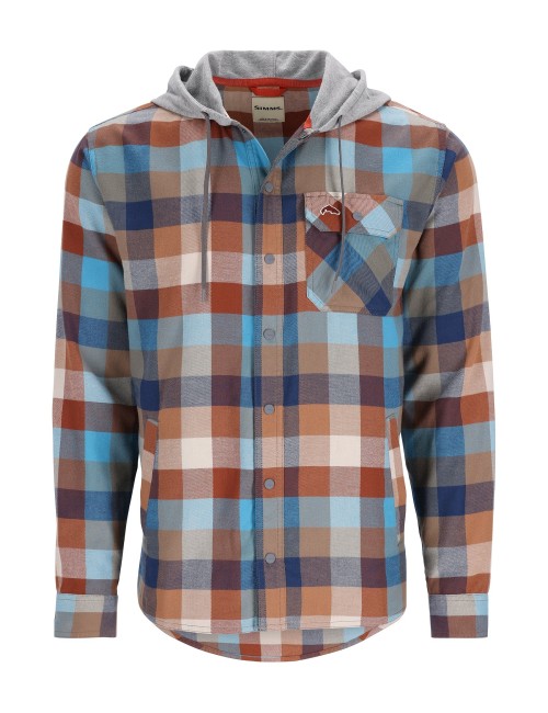 Camisa Simms Santee Flannel Hoody Midnight/Hickory Buffalo Check