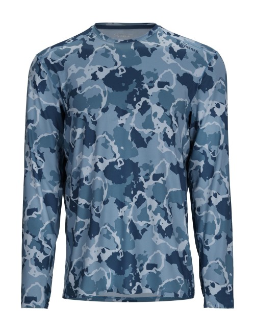 Camiseta Simms Solarflex Crew Regiment Camo Neptune